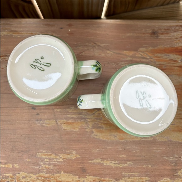 Set of 2 Gail Pittman Provence Light Green Floral Garland Coffee Mugs 11oz - Picture 6 of 8